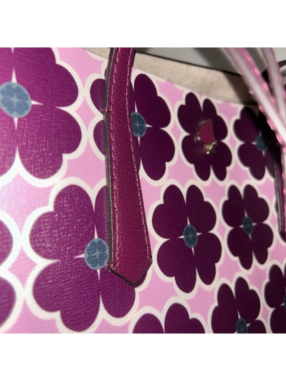 Floral Print Purple Tote Bag - Picture 2 of 15